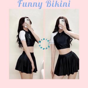 [Size MLXL]Bikini đồ bơi nữ đi biển 2 mảnh crop-top mix chân váy phong cách Hàn Quốc FUNNY BIKINI MS-P08