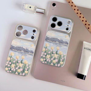 Tulip Oil Painting Phone Case For iPhone 17 Pro Max 16 13 15 11 12 14 17promax Shockproof Bumper Lambskin Funda Cases Cover