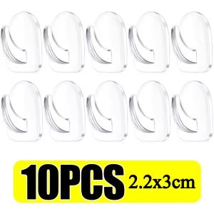 100Pcs Clear Acrylic Adhesive Hooks Transparent No-Drill Wall Mount for Bathroom Kitchen Home Organization Cow Horn Design