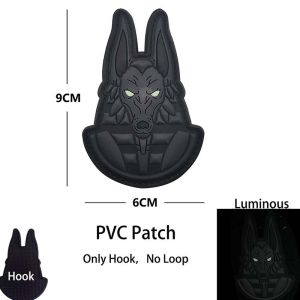 The Ancient Myths of Medusa Anubisand Buffon Logo Badge Glow in DarkLuminous PVC Backpack Applique Morale Patches with Hook