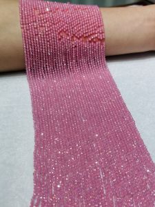 สร้อยคอโซ่กระดูกไนลอนสีชมพูธรรมชาติ ลูกปัดกลม ลูกปัดทรงสี่เหลี่ยมจัตุรัส หินเซอร์โคเนีย ลูกปัดแฮนด์เมด โซ่คอครึ่งสำเร็จรูป