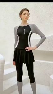 [Sunny Beach]泳衣女set baju renang tiga helai Pembahagian warna padanan konservatif 遮肉显瘦 lengan panjang seluar panjang pakaian renang pelindung matahari pakaian renang melayari