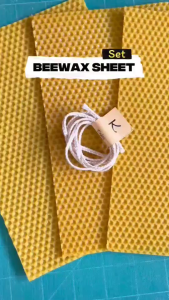 ไขขี้ผึ้งแผ่นทำเทียน Beewax sheet 13x20 cm + ไส้เทียน Cotton 1 เมตร ชุดทำเทียน HANDMADE ทำได้ถึง 3 แท่ง Set ทำเทียนแท่งง่ายๆ ด้วยคุณเอง