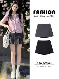 LANMENGYA | Deep Gray High Slit Slim Fit A-Line High Waist Pencil Skirt