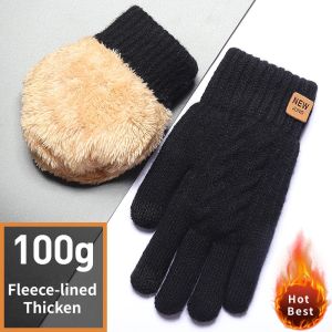 Winter Touchable Screen Gloves for Men Women With Plush Lining Double-Layer Knit Fabric Outdoor Activities Fashion Warm Gloves