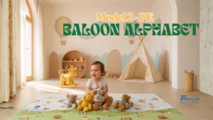 (Mẫu 2) Thảm Parklon Hàn Quốc chính hãng chất liệu PE 1 mặt size nhỏ mẫu Bóng Bay Chữ Cái (Ballon Alphabet)