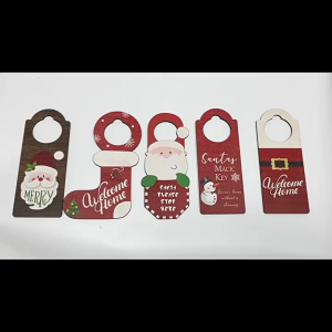 Christmas Wooden Door Hanger Santa Snowman Door Handle Ornament Xmas Holiday Home Decoration