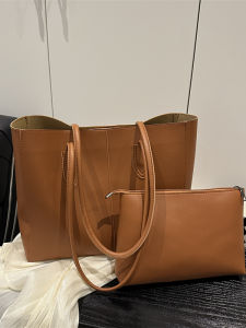 กระเป๋าทรง Tote สไตล์ย้อนยุคสำหรับผู้หญิง 2025 กระเป๋าสะพายไหล่แบบหนัง PU ความจุขนาดใหญ่ แฟชั่นอเนกประสงค์ สไตล์เกาหลี