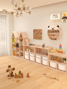 1:64 Hot Wheels Car Wooden Desktop Storage Box Solid Wood Multi-Grid Display Rack Locker Toy Storage Cabinet