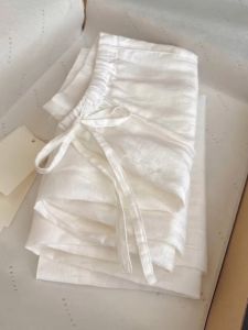 Quần Ống Đứng Vải Lanh Trắng Mỏng Mùa Hè 2025 Quần Dài Thường Ngày Thoải Mái Cho Nữ Quần Ống Rộng Cạp Cao Vải Cotton