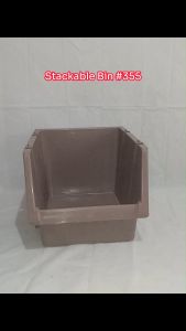 Plastic Stackable Bin L - #355 - 9.5 x 12.5 x 12 Boxes Storage Organizer Supplies Tools Medicine Hardware Grocery Pantry Toys Stockable/ Large