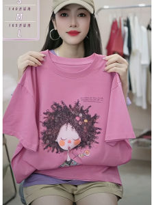 Fashionable Pure Cotton Summer Top Womens Loose Short Sleeve Printed T-Shirt Korean Style Casual Comfortable Breathable