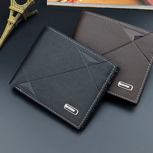 SEA YADOU กระเป๋าสตางค์ผู้ชายแบบสั้นกระเป๋าใส่บัตรหลายช่องแบบลำลอง