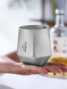 Pure Titanium Double Layered Water Cup for Outdoor Camping Heat Resistant Coffee Cup Home Use Gongfu Tea Cup Owner Cup Titanium Water Cup
