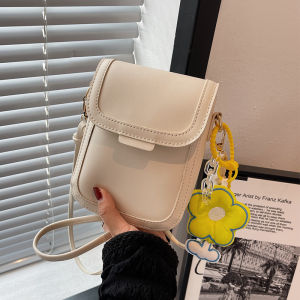 กระเป๋าสะพายข้างหนังนิ่มสำหรับผู้หญิง ทรงเรียบง่าย กระเป๋าถือแบบสะพายข้าง กระเป๋าใส่โทรศัพท์มือถือ สไตล์เกาหลี ทรงตั้ง สีพื้น