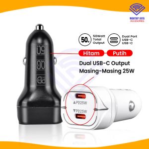 COD - HEAD ADAPTER CAR CHARGER MOBIL PD DUAL USB TYPE C SUPER FAST CHARGING 25W