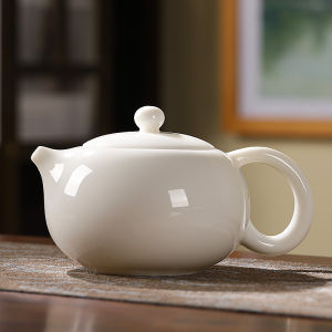 Ấm Trà Sứ Ngọc Jade Suet Dung Tích Lớn Xishi Pot Trà Gốm Cho Một Người Handmade Nồi Đơn Phong Cách Trung Quốc