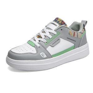 Large Size Mens Sneakers Casual Leather Surface Thick Bottom Heightening Sports Shoes Breathable round Toe Rubber Outsole