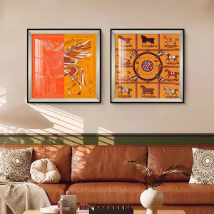 YASISHA | Orange Artistic Wall Hanging for Living Room Sofa Background Wall