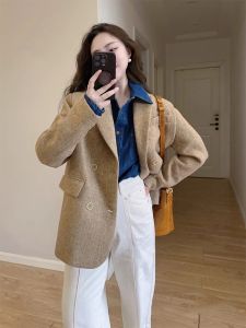 YUFUQING | เสื้อแจ็คเก็ตสูทสีกรมท่าสไตล์ฝรั่งเศสสำหรับผู้หญิงในฤดูใบไม้ร่วงปี 2024 เสื้อคลุมกันหนาวแบบสวมสบายระดับไฮเอนด์สำหรับผู้หญิง