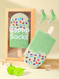1 pair of mens and womens same socks with a unique and creative ice cream design fun and cute holiday gifts