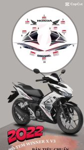 Tem Rời Winner X V3 2022+ Zin Trắng Đen 2022 Phiên Bản Tiêu Chuẩn Chính Hãng Honda