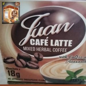 Juan Cafe Latte | Sugar-Free and Organic | Highly Recommended Herbal Coffee Drinks | Mixed Herbal Coffee | with CoQ10 and Astaxanthin