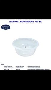 Thinwall Roundbowl 750 Ml Food Container Thinwall (Isi 25 Pcs-R.B750)
