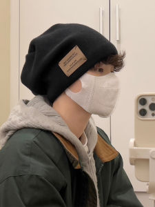 Hat Men Winter Knitted Hat Mens Winter Woolen Hat Mens Beanie Hat Boys Cotton-Padded Cap Big Head Circumference Pile Heap Cap Winter