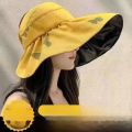 Womens Summer Sun Protection Hat Foldable Shell Cap Black Glue Empty Top Anti-UV Hairband Face Covering Spring Season. 