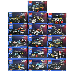 Woma Police Car Model Engineering Vehicle Boys Toy Mini Assembly Building Blocks Car Model Set City Series Universal for Kids