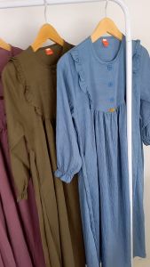 Gamis Nabila Ukuran 12-14 Tahun Bahan Poli Linen Melar & Crinkle