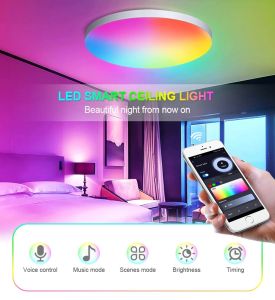 Tuya WiFi Smart LED Ceiling Light RGB Dimmable Ceiling Ambient Lamp Work With Alexa Google Home For Bedroom Living Room Home Decor