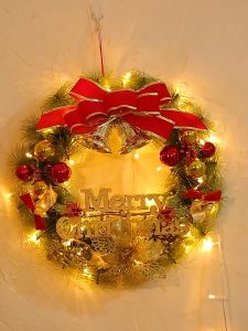 Christmas Wreath Artificial Garland With Lights Handmade Christmas Decoration Door Decor DIY Christmas Decorations Set Christmas Decorations For Home Christmas Tree Decoration Package