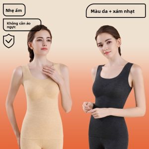 MiiOW | Áo khoác lót lông cừu dày ấm áp cho nữ mùa thu đông không dây quần lót áo không tay cổ chữ U mặc trong