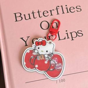 Bandai | Dễ Thương Lắc Đầu Hello Kitty Đồ Chơi Nhà Mặt Dây Nơ Ba Lô Dây Kéo Hoạt Hình Móc Khóa Cho Bé Gái Quà Tặng Sinh Nhật Anime Phụ Kiện