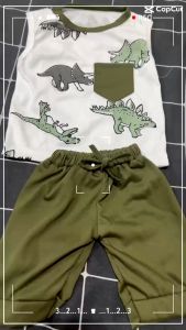 12.12 Singlet SETELAN Baju anak Dino T-REX