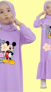 Baju Dress Anak Motif Sablon Bahan Crincle Airflow Keinian