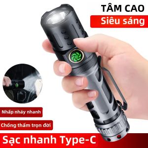 Đèn Pin Chiến Thuật Heinast A6 1000LM Sạc Type-C Sử Dụng Pin 18650 Công Suất Cao Chống Nước Đèn Pin Ngoài Trời Dùng Để Tự Vệ