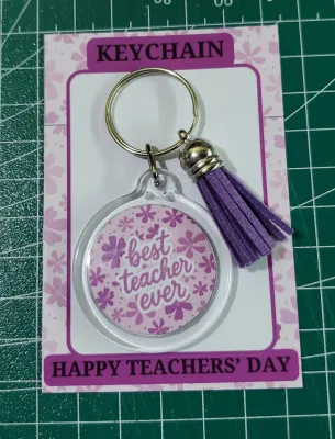 Acrylic Keychains for Valentines Day World Teachers Day birthday Christmas with tassels 5.7 cm by 4.2 cm Vibrant print elegant souvenirs and keyholder **tassels colors depend on the availability**