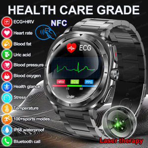 2025 New Laser Therapy ECG Blood pressure Smart Watch Uric Acid Blood Lipid Organ monitor Clock NFC BT Call Health Watches Men