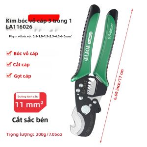 LAOA | Kìm Tuốt Dây Đa Năng 3 Trong 1 LAOA Dụng Cụ Cắt Tuốt Dây Cáp Đồng Trục Đa Năng Dành Cho Thợ Điện Sử Dụng Được Cho Cả Hai Tay Chất Liệu SK5