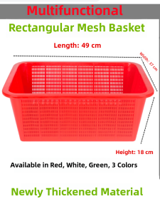 Thickened Plastic Drain Basket Chinese Style Rice Washing Basket Vegetable Washing Basket Storage Frame Pure Color Popular Elements