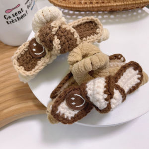 Handcrafted Knitted Shark Bite Hair Clip Autumn Winter New Style Color Block Butterfly Knot Cute Girl Hair Accessories