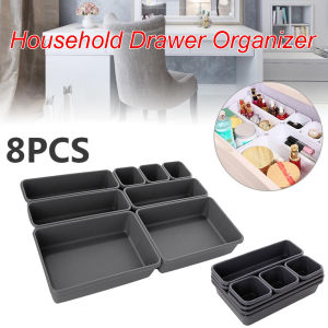 8Pcs Desktop Storage Box Household Drawer Organizer Kitchen Cosmetics Dormitory Storage Pot Plastic Sorting Box