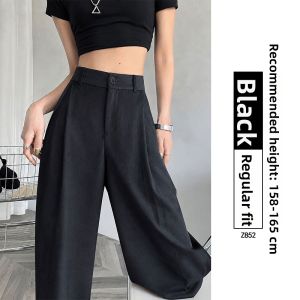 YAYANGREN | Lightweight Cool Summer Womens Dress Pants High-End Drape Small Figure Ice-Silk Wide Legs