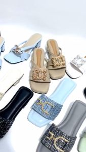 ZS73 Sandal Selop Wanita High Heels 5cm Trendy Dengan Variasi Tali Berbagai Warna