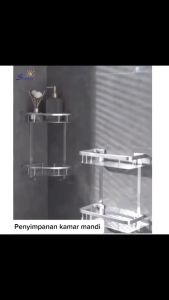 Rak Kamar Mandi 2 Susun Rak Dinding Tempel Tembok Rak Tempat SGREYn Aluminium Serbaguna Rak Dinding Toilet RAINBOW STORE HOME