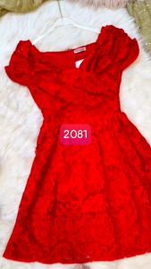 MYDU SALE :MS 2085  ĐẦM REN CỔ CHÉO XINH XẮN