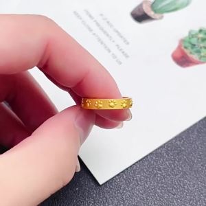 Cute Cat Paw Print Gold Ring 24K Pure Gold Niche Authentic Ring 999 24K Gold Plain Open Ring for Women